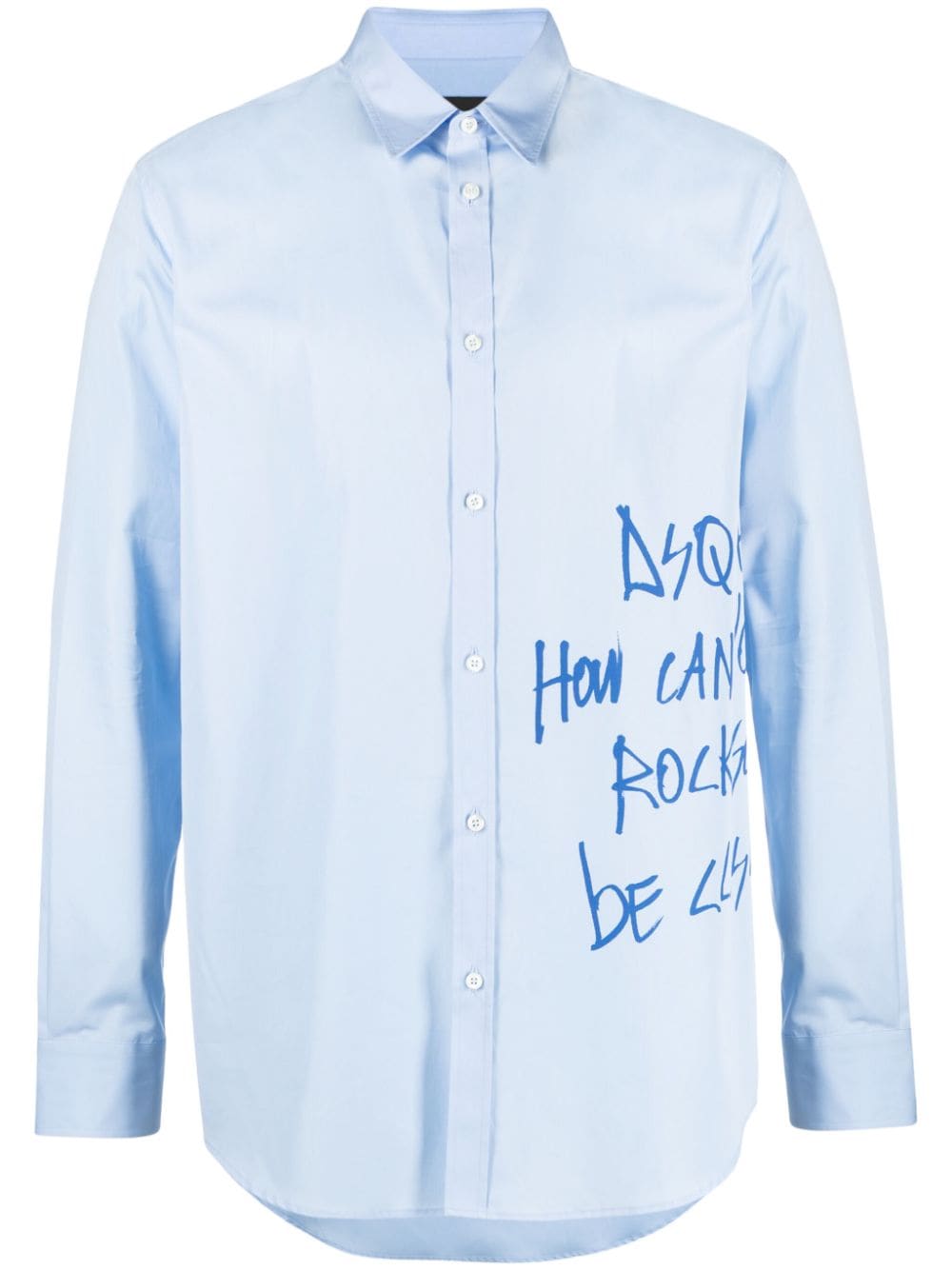 Dsquared2 Dan Graffiti Cotton Shirt In Blue