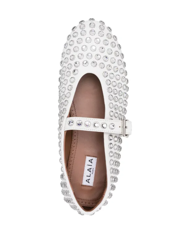 Alaïa crystal-embellished Ballerinas | White | FARFETCH