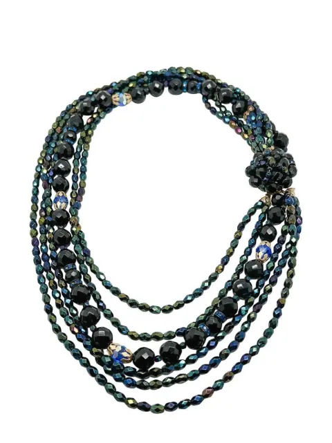 Jennifer Gibson Jewellery Vintage midnight crystal torsade necklace 1950s