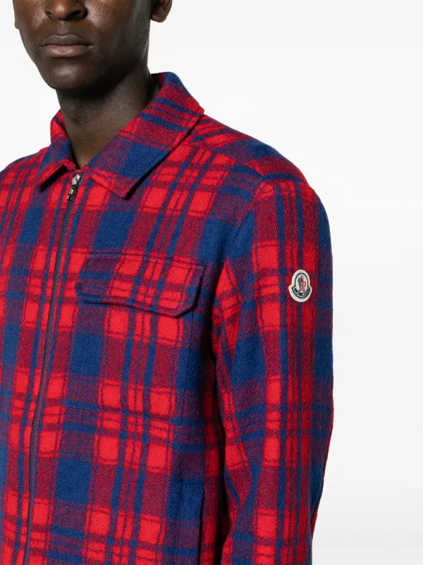 Moncler logo-patch Plaid Shirt Jacket - Farfetch