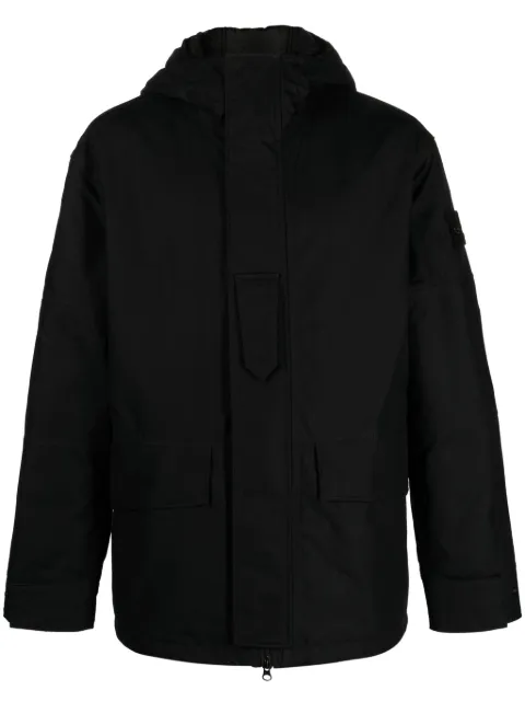 Stone Island garment-dyed cotton hooded jacket
