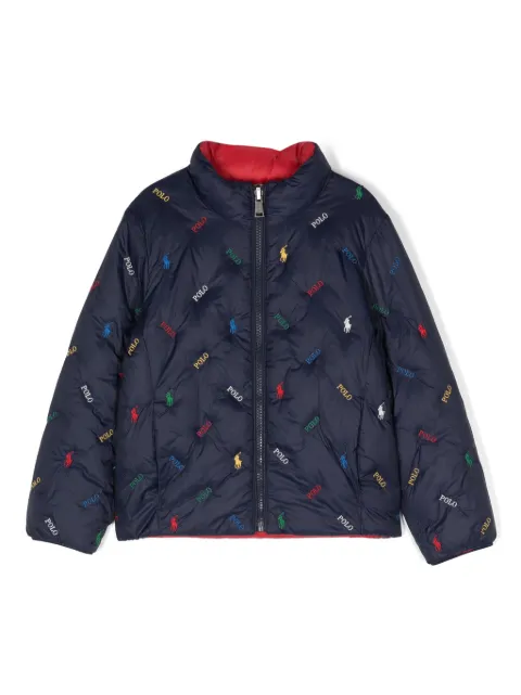 Ralph Lauren Kids chamarra capitonada reversible con logo bordado 