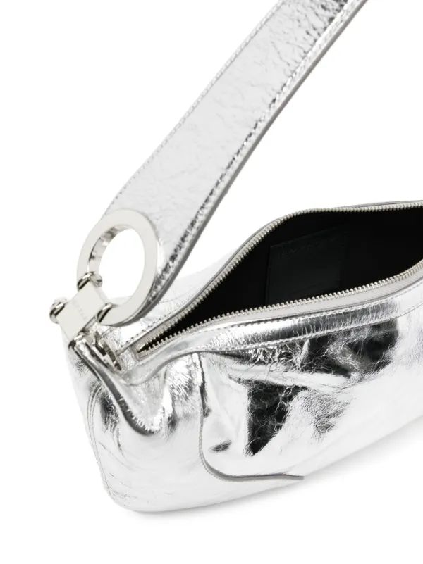 Real Lambskin Leather - Silver Crackled Effect