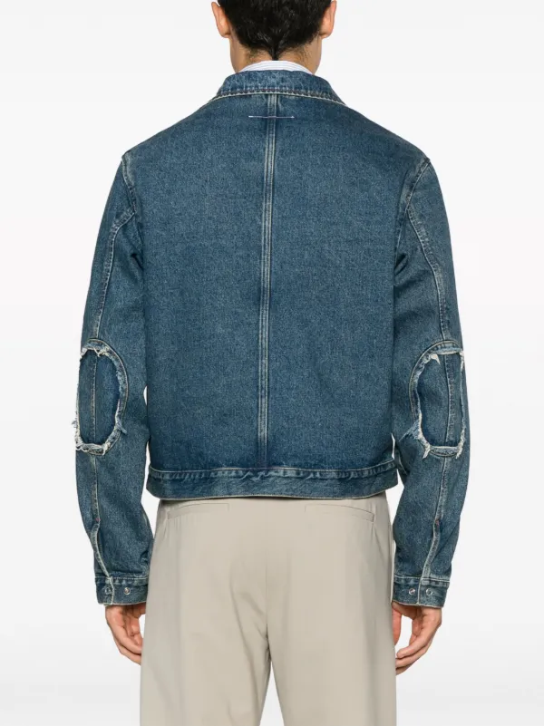 MM6 Maison Margiela spread-collar Distressed Denim Jacket - Farfetch