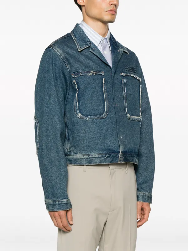 MM6 Maison Margiela spread-collar Distressed Denim Jacket - Farfetch