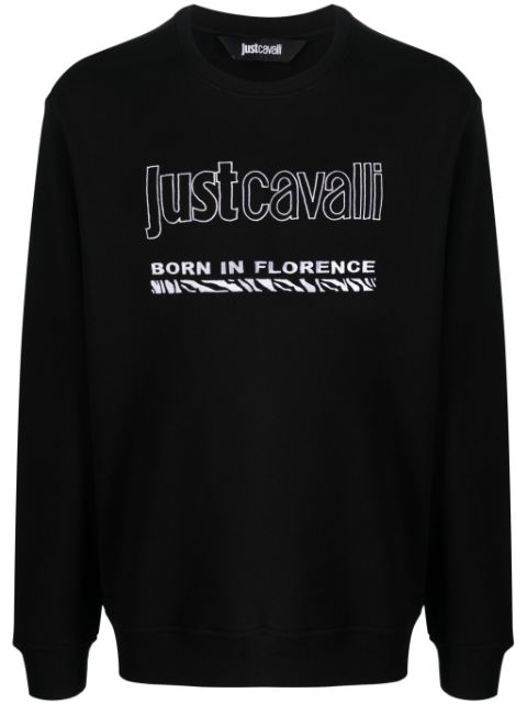 Just Cavalli logo-embroidered cotton sweatshirt