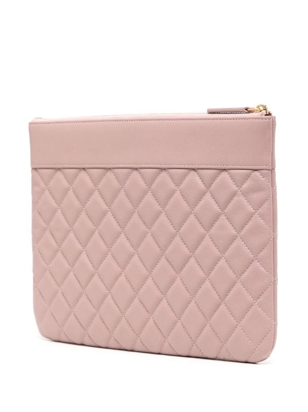 Chanel Pre-owned CC Diamond-Quilted Clutch Bag - Pink