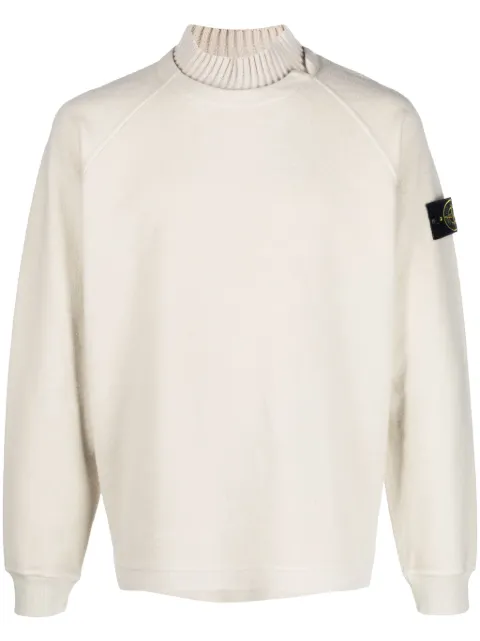 Stone Island Compass-patch fleece-texture jumper