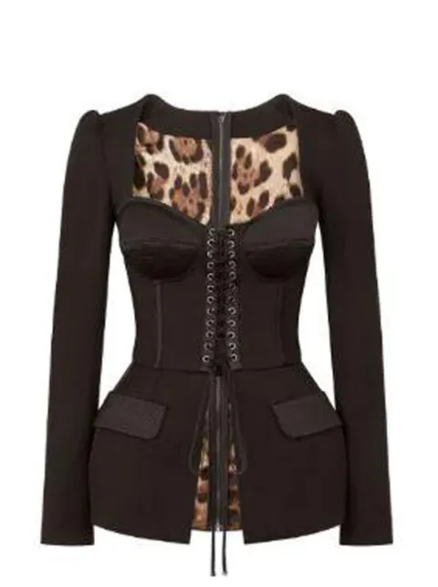 Dolce & Gabbana Cotton and Satin Top with Laces and Eyelets