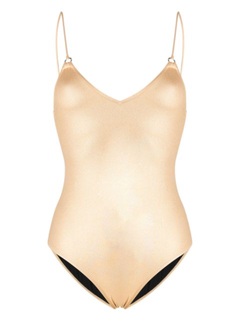 CHANEL 2022 CC metallic-effect swimsuit Women