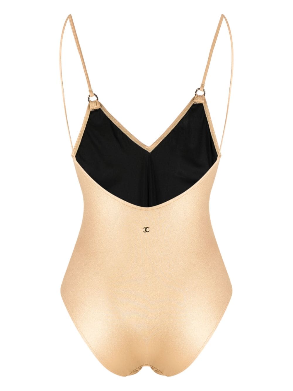 Pre-owned Chanel 2022 Cc Metallic-effect Swimsuit In Gold