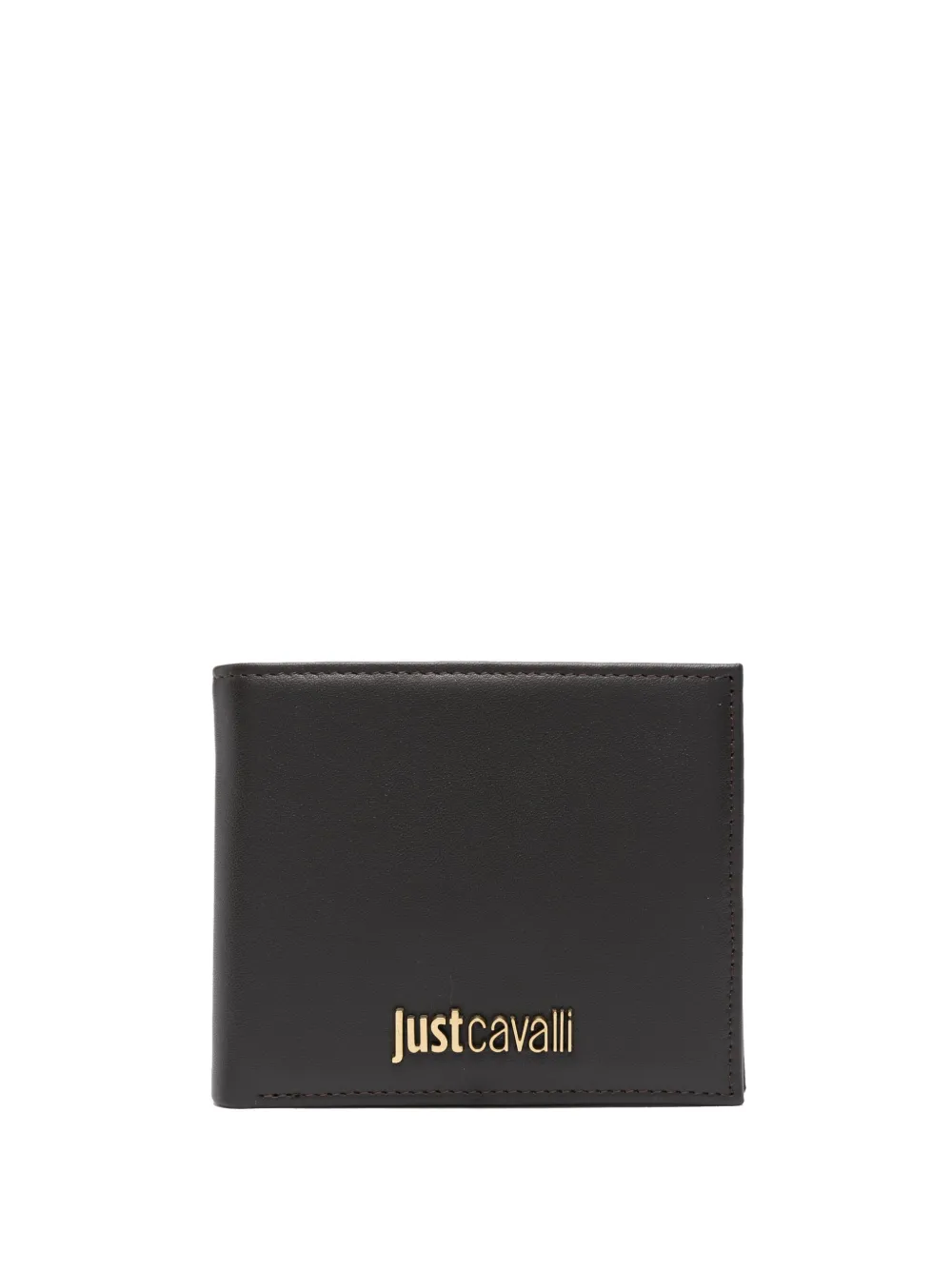 Just Cavalli logo-lettering bi-fold leather wallet - Braun