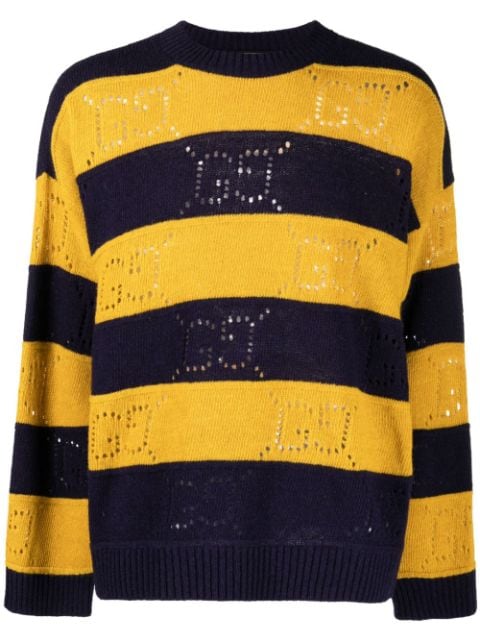 Gucci GG-perforated striped wool jumper