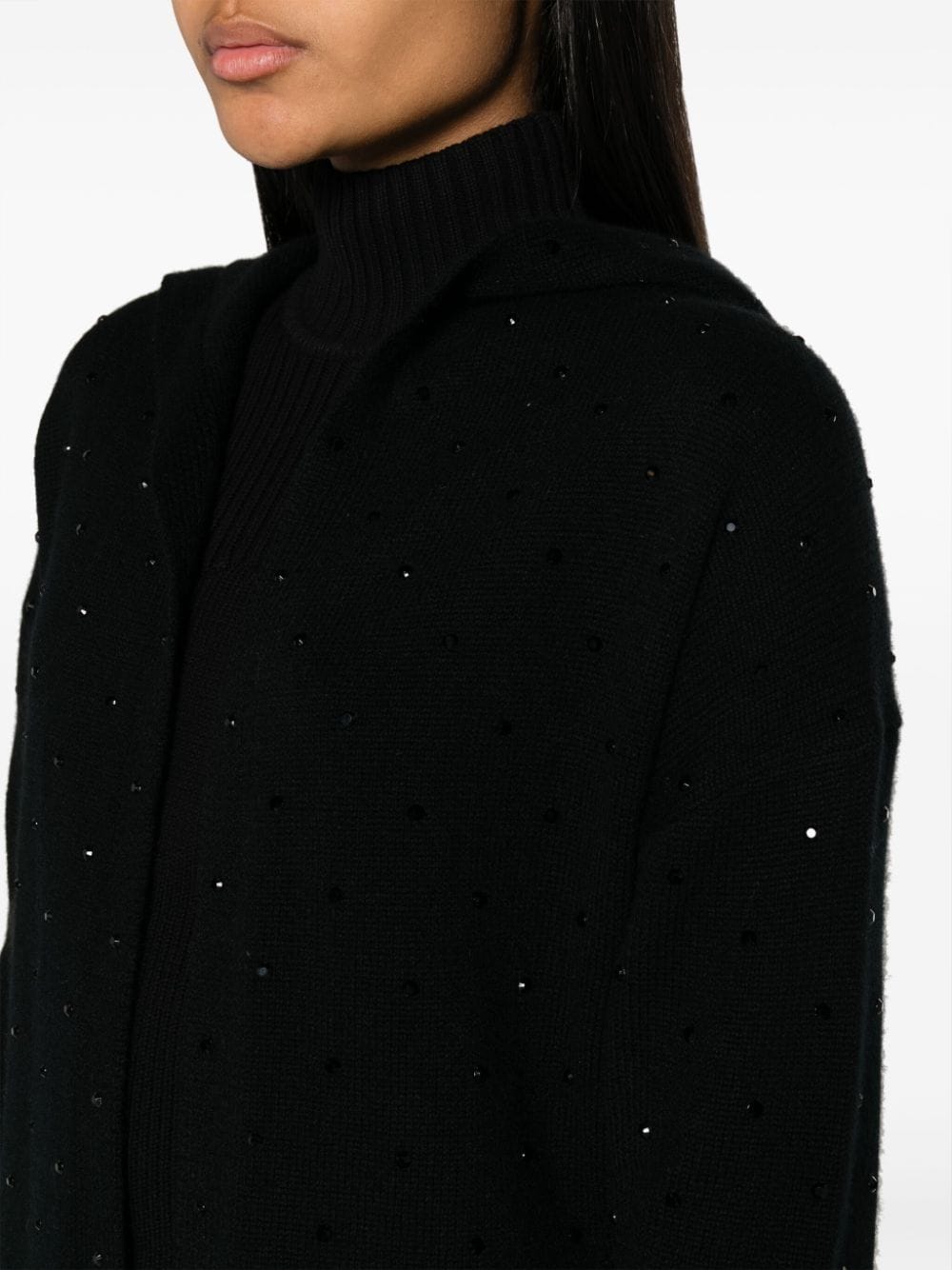 Shop Zadig & Voltaire Rhinestone-embellished Cashmere Cardigan In Black