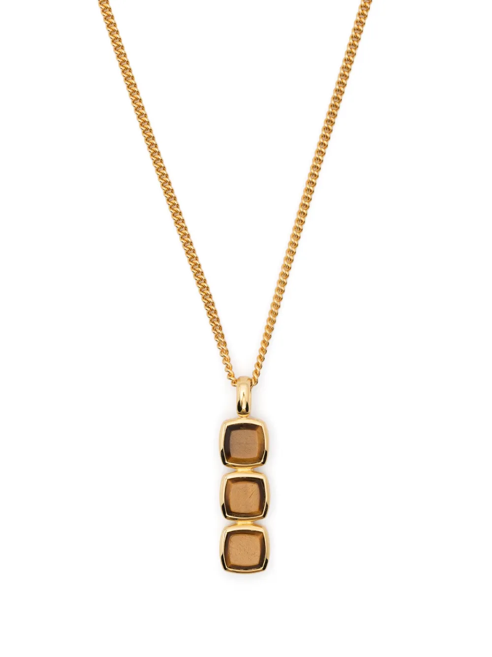 Tom Wood Mini Cushion Pendant Tiger Eye Necklace In Gold