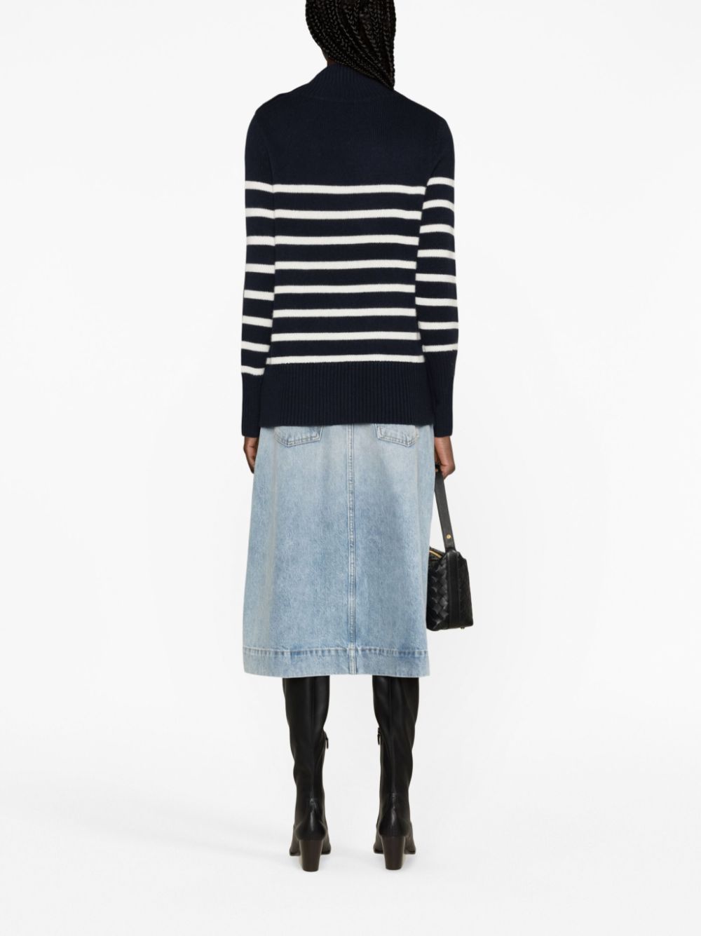 Shop Kujten Striped Cashmere Jumper In Blue