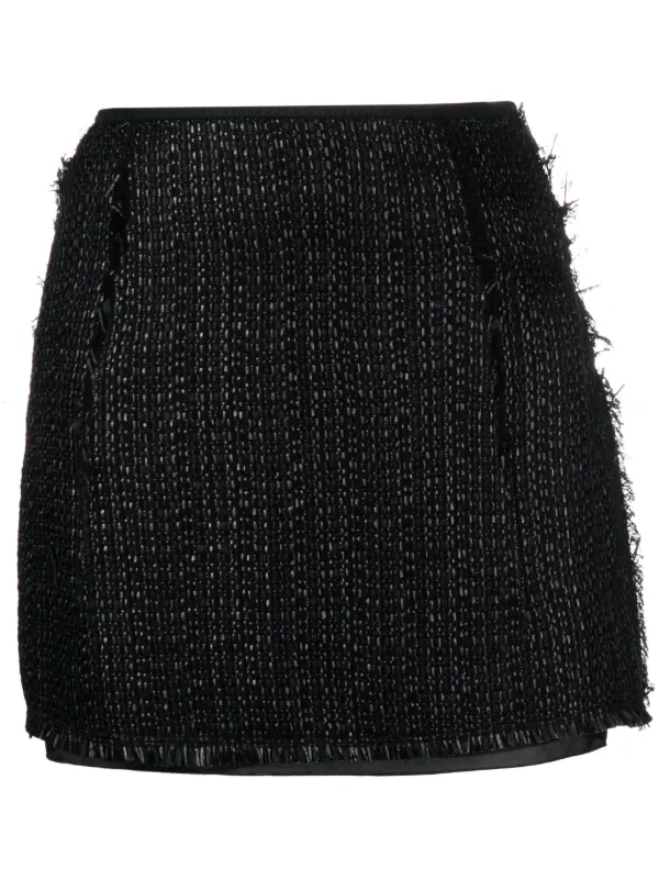 Lanvin Metallic Tweed A-line Miniskirt in Black