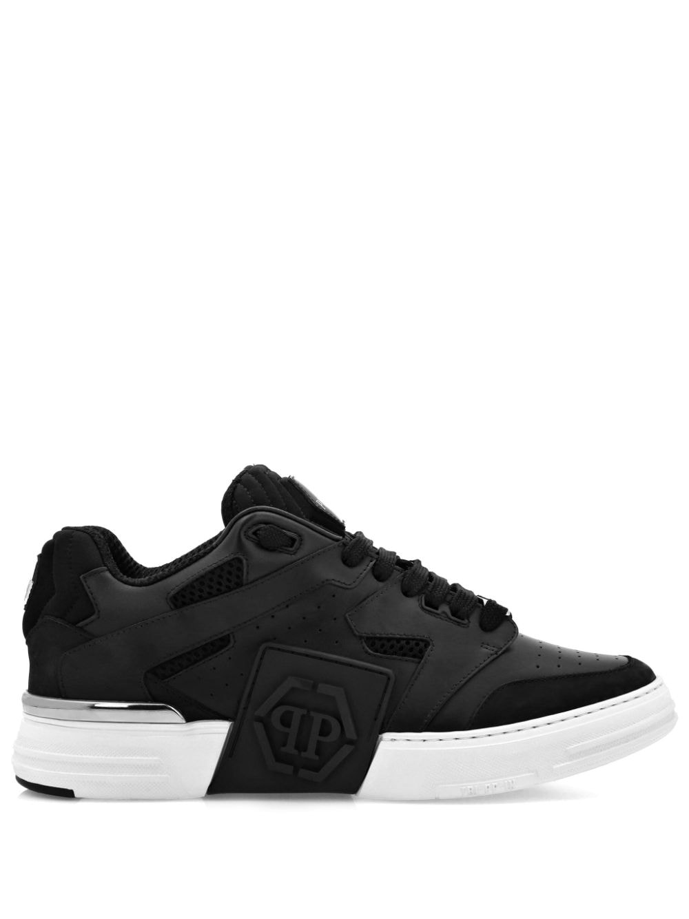Philipp Plein Lo-top Leather Sneakers In Black
