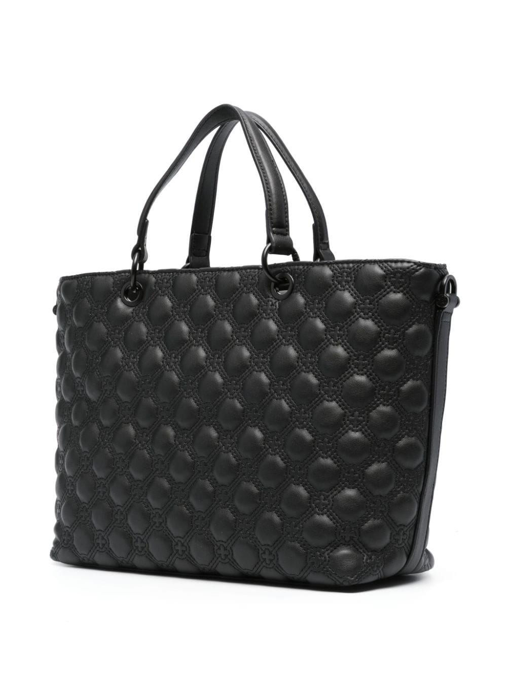 Shop V73 Marzia Matelassé-effect Tote Bag In Black