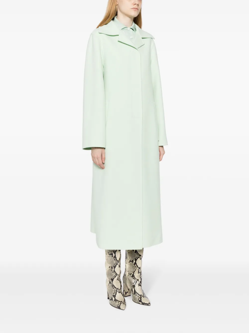 Shop Jil Sander Single-breasted Cashmere Coat In Green