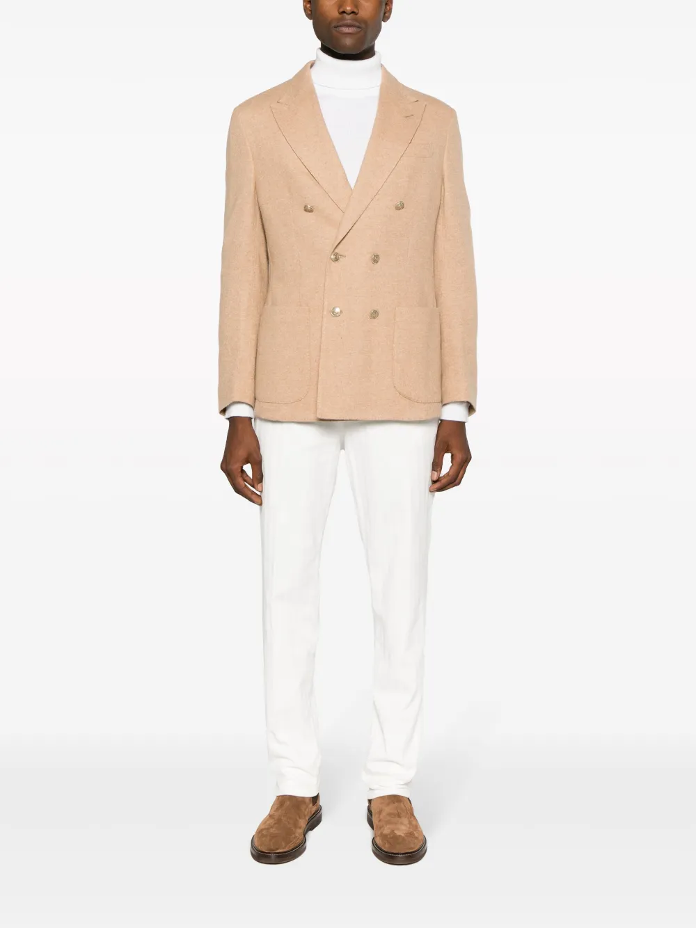 Eleventy double-breasted knitted blazer - Beige
