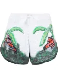 AMIRI graphic-print crochet-knit shorts - White