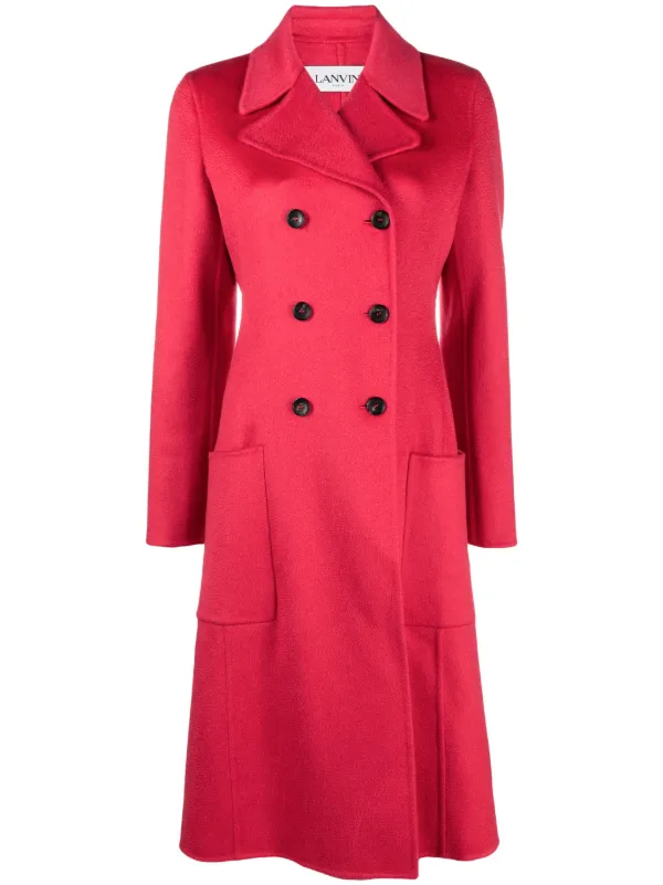 Lanvin Double-breasted Cashmere Coat in Pink
