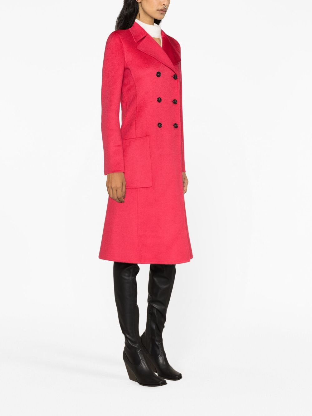 Shop Lanvin Double-breasted Cashmere Coat In Pink