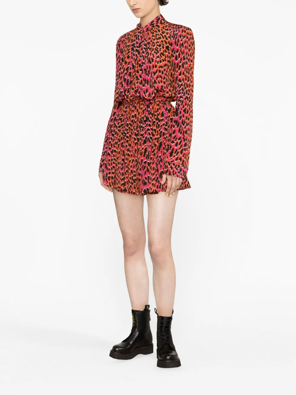 Zadig & Voltaire Ryde Cdc Leo Twist Neck Smocked Waist In Red