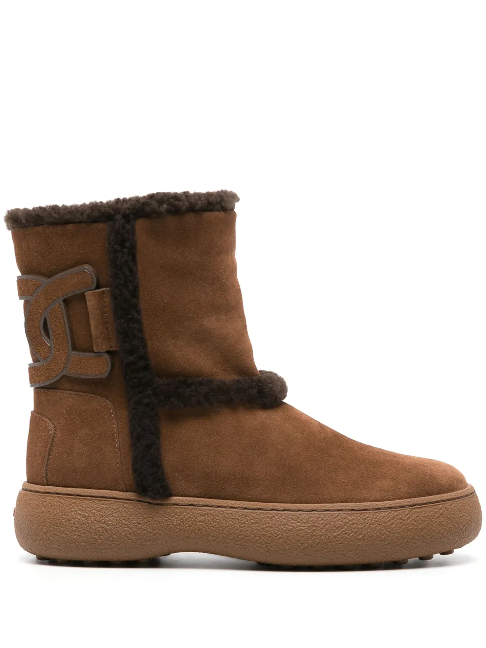 TOD'S SHEARLING-TRIM SUEDE BOOTS