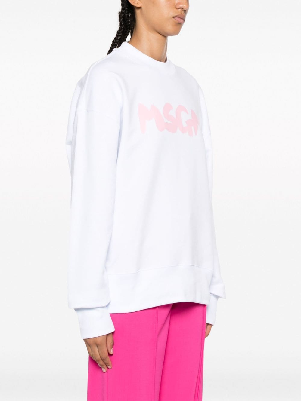 Shop Msgm Logo-print Cotton Sweatshirt In 白色