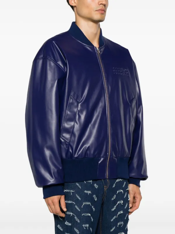 MM6 Maison Margiela numbers-embroidered faux-leather Bomber Jacket