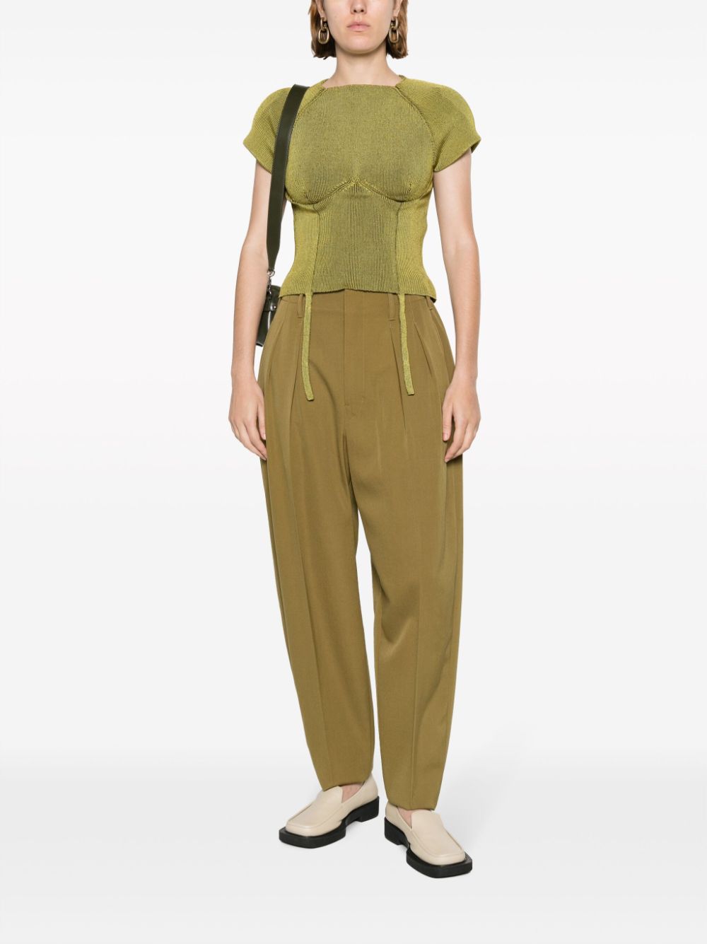 Lemaire pleated-waist virgin-wool trousers - Groen