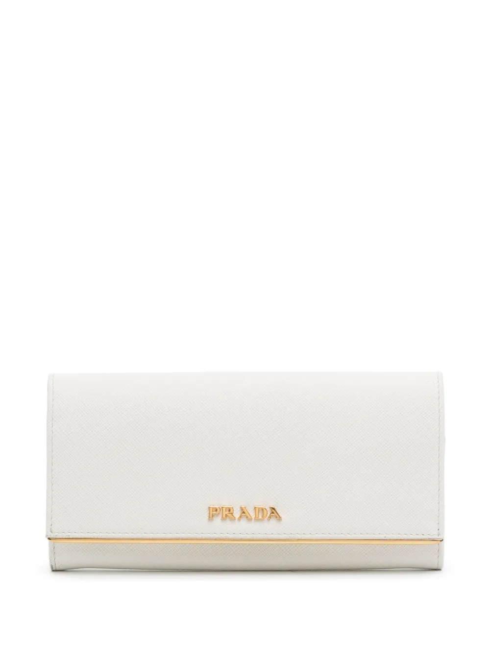 Pre-owned Prada Continental Long Wallet In White