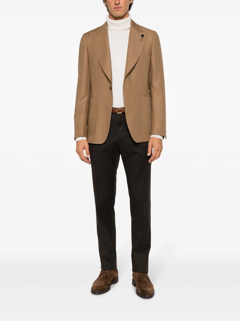Lardini safety pin-detail single-breasted blazer - Bruin
