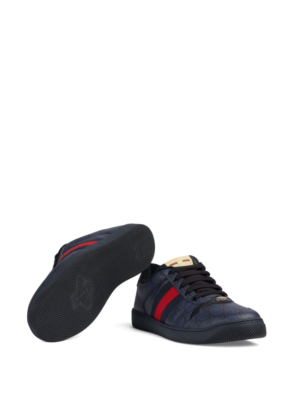 Shop Gucci Screener Gg Supreme Leather Sneakers In Blau