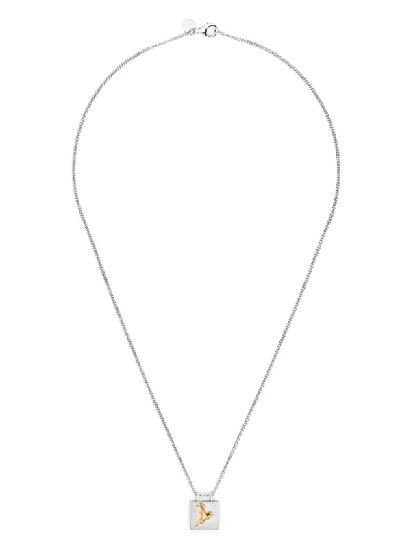 Tom Wood Mined Pendant Black Diamond Necklace | Silver