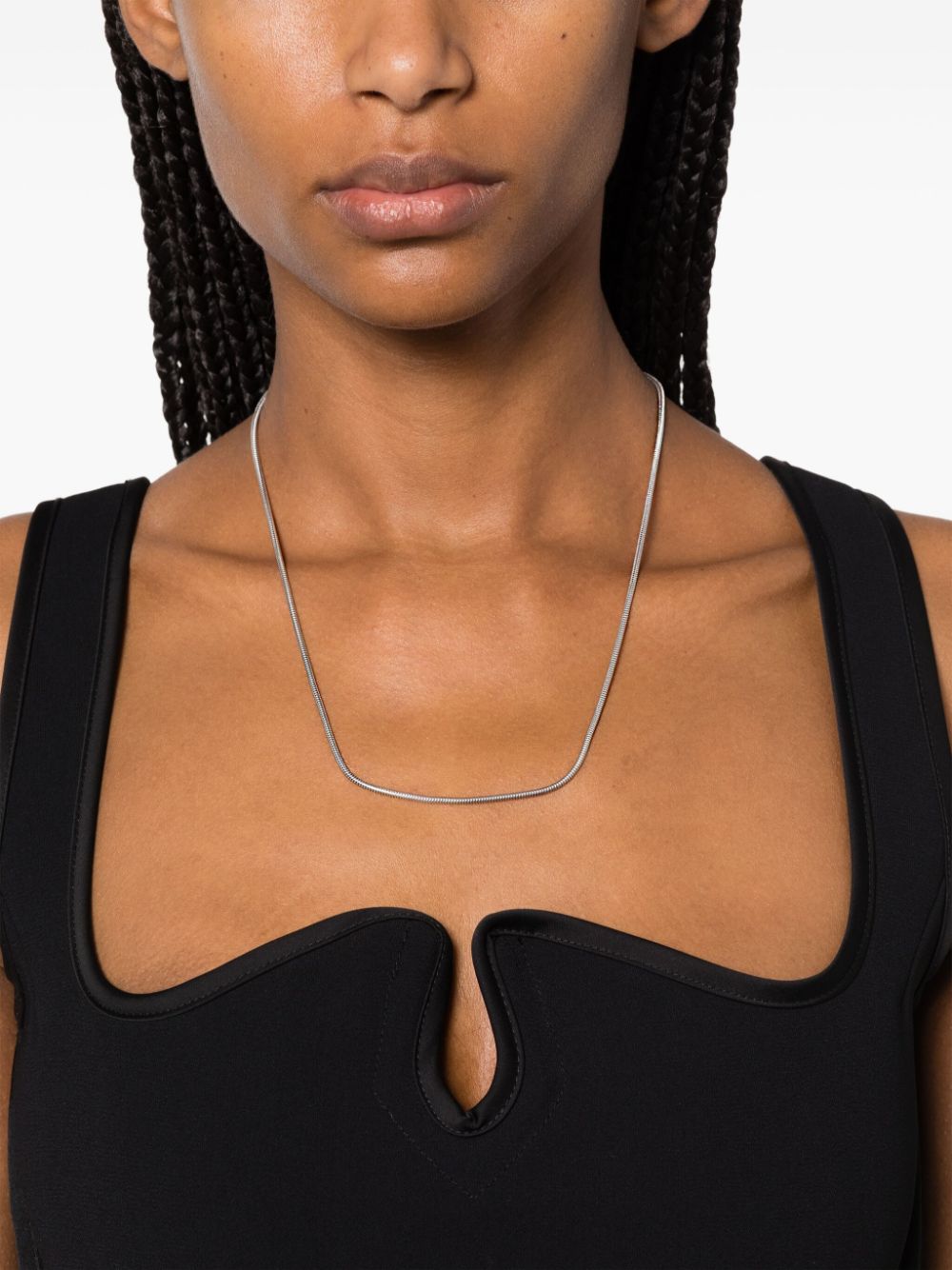 Shop Tom Wood Snake Chain Slim Silver Necklace