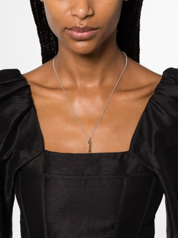 Tom Wood Mini Cushion Pendant Tiger Eye Necklace | Silver