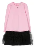 TWINSET Kids logo-plaque layered dress - Pink