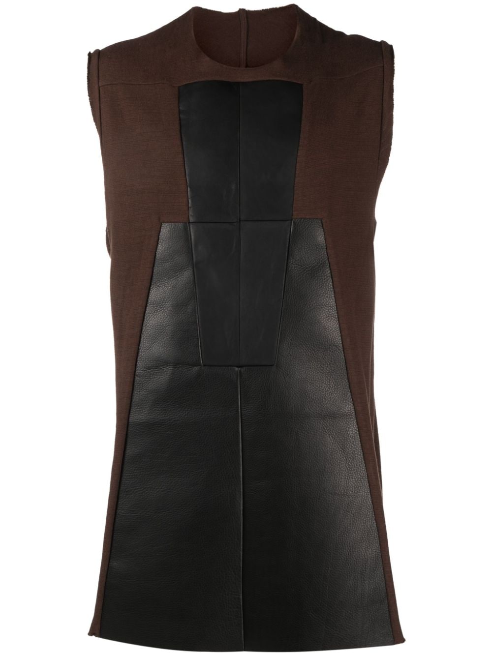 Rick Owens Panelled-design Round-neck Tank In Brown