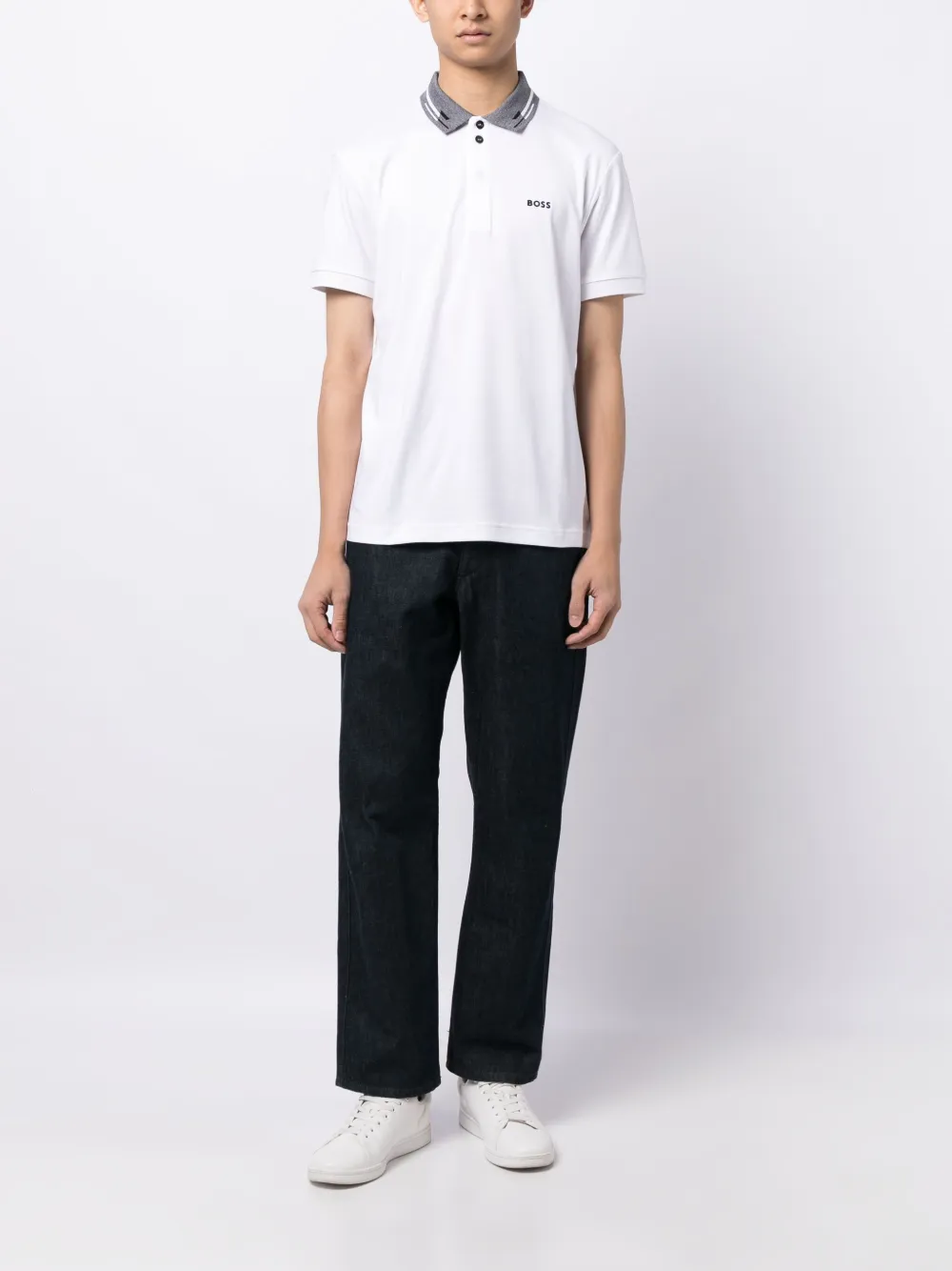 BOSS Poloshirt met geborduurd logo - Wit