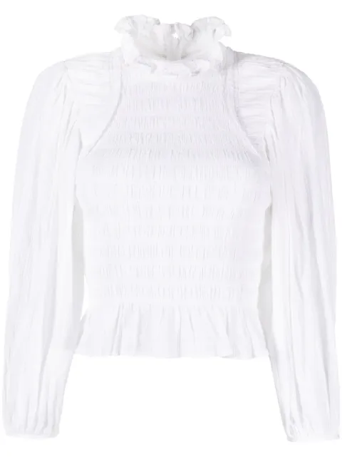 MARANT ÉTOILE shirred cotton-blend blouse