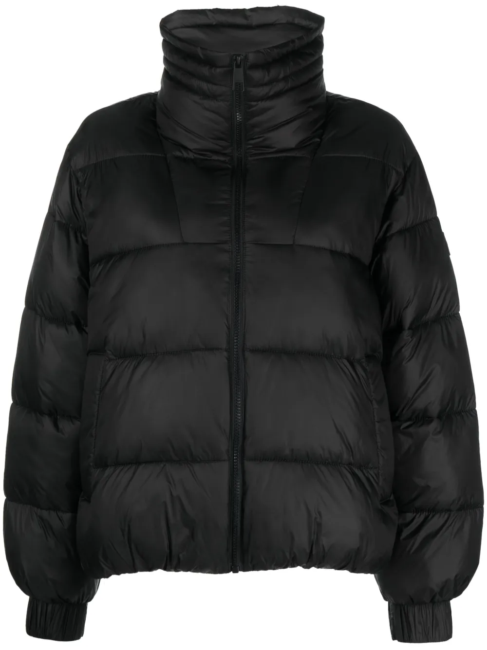 Hugo Boss Hooded Puffer Jacket With Metallic Effect In Black