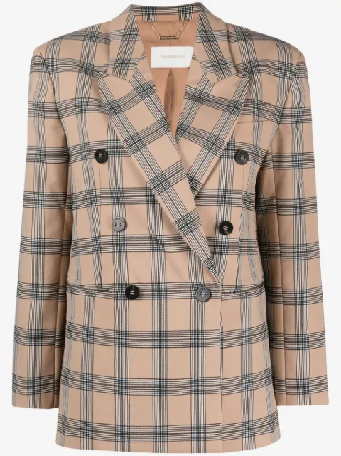 ZIMMERMANN Luminosity checked double-breasted blazer