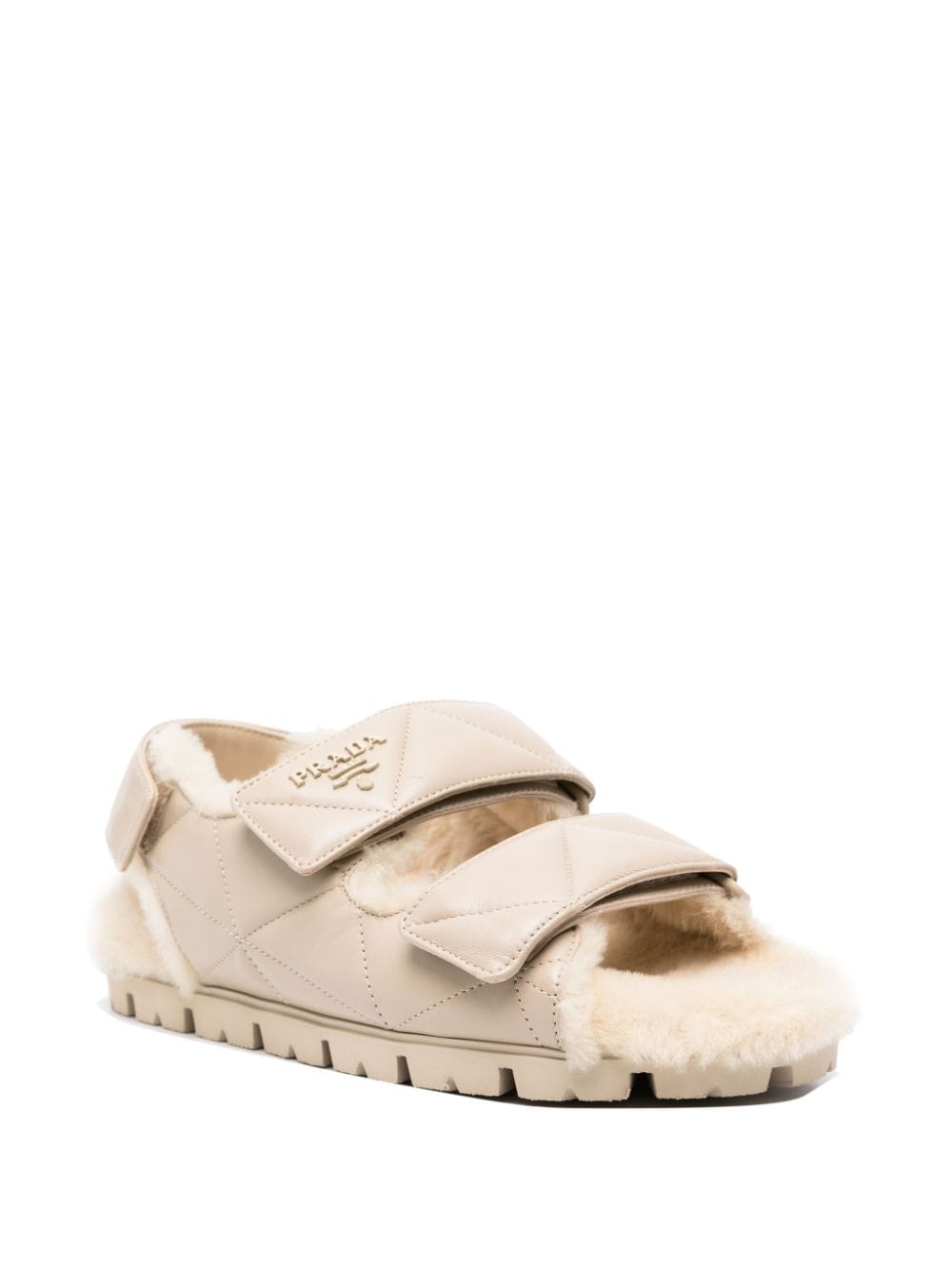 Prada logo leather sandals - Beige