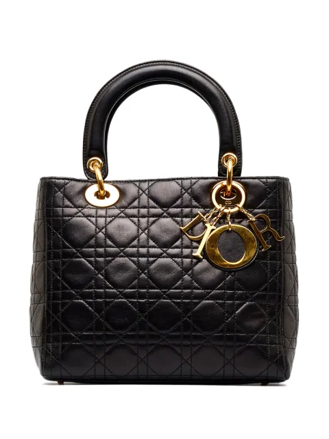 Christian Dior bolsa Cannage Lady Dior mediana pre-owned