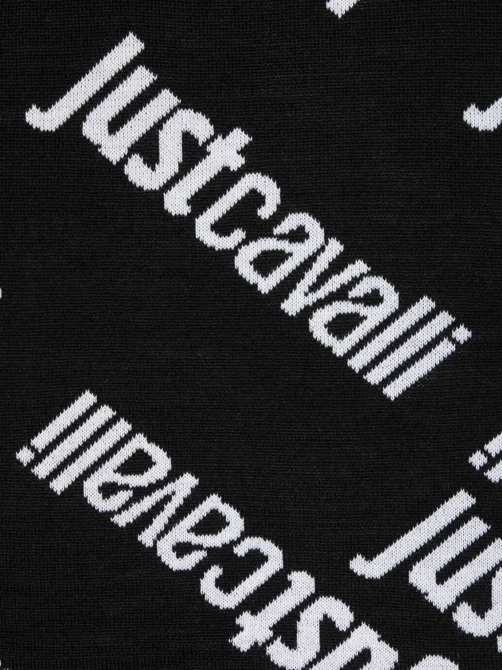 Just Cavalli logo-intarsia knitted scarf - Zwart