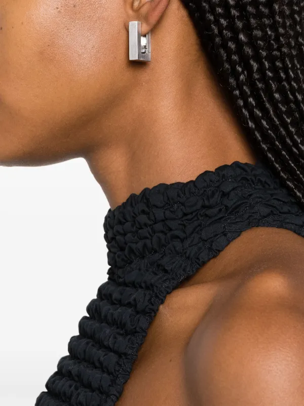 Tom Wood サテン フープピアス Tom Wood Satin スクエア フープ サテン ピアス | シルバートーン