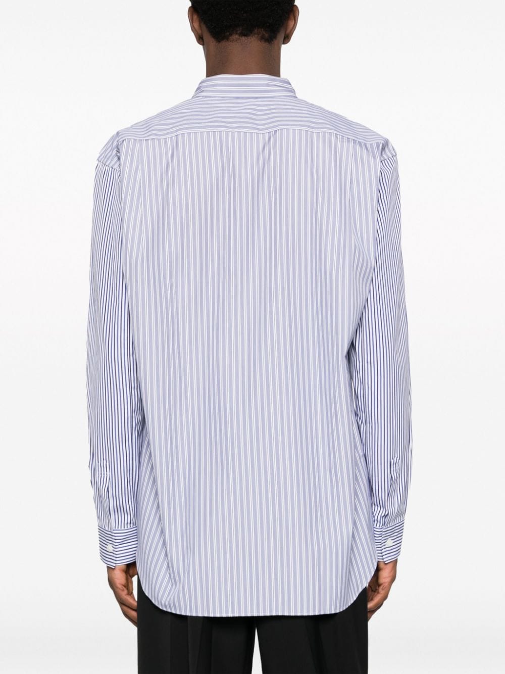 Shop Comme Des Garçons Shirt Striped Long-sleeve Cotton Shirt In Weiss